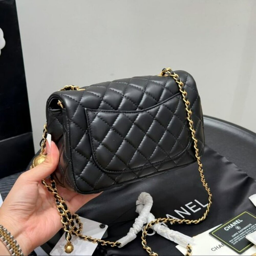 Chanel Mini Black Lambskin Rectangular Pearl Crus… - image 5